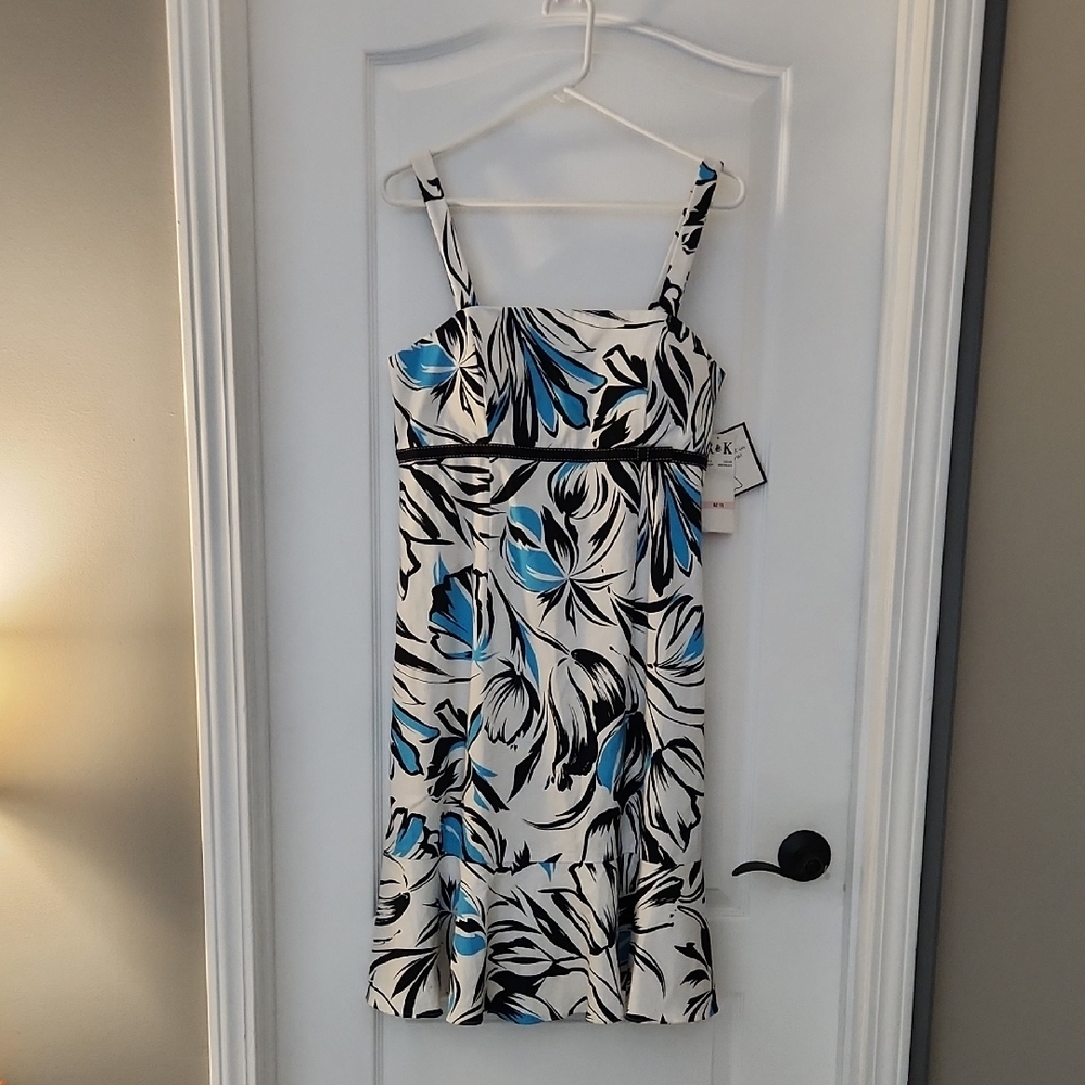Floral Print Dress with Blue Accents